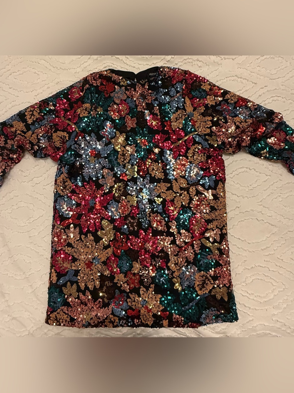 Sequin Floral Shift Dress in Multi